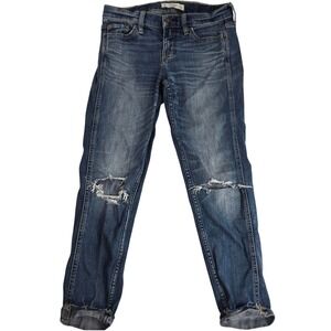 Abercrombie & Fitch Womens Jeans 00R W24 Blue Skinny Thrashed Knees Distressed